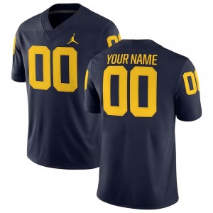 #00 Custom Michigan Navy Men Jerseys Stitched College Football 120553-444