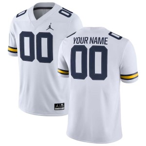 #00 Custom Michigan White Mens Jerseys Stitched College Football 893192-163