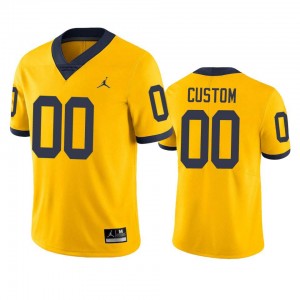 #00 Custom Michigan Yellow Men Jersey 2025-26 College Football 914266-103