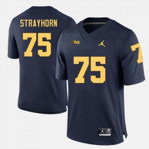 #75 Kaden Strayhorn Michigan Wolverines Navy Mens Jersey Player College Football 322215-418
