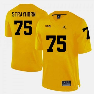 #75 Kaden Strayhorn Michigan Wolverines Yellow Men's Jerseys Stitched College Football 701136-405